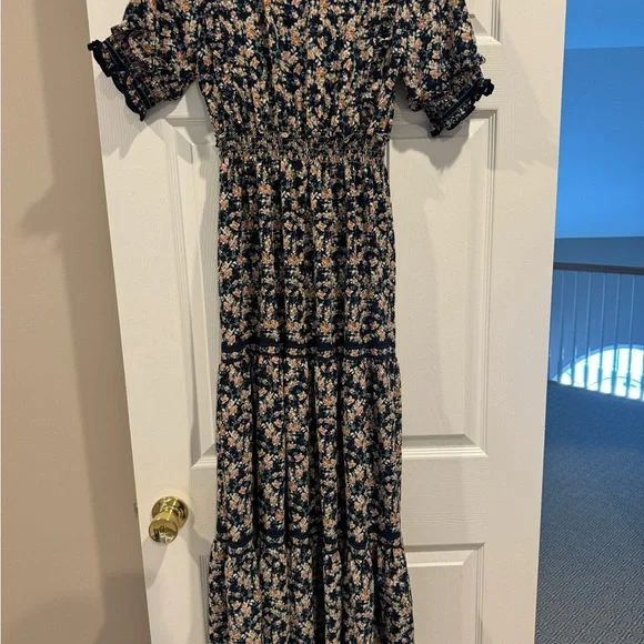 Max Studio Navy Floral Long Sleeve Dress - Picture 3 of 3